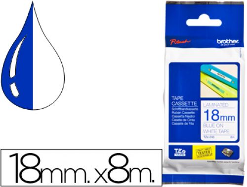 Fita brother tz-243 laminada branco-azul 18mm x 8m , Brother , 93969 , 4977766685382